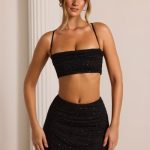 Embellished A-Line Mini Skirt in Black - Image 8