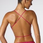 Embellished Cowl Neck Open Back Crop Top in Hot Pink - Image 2
