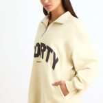 Quarter-Zip Sweatshirt in Bone - Image 3