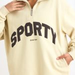 Quarter-Zip Sweatshirt in Bone - Image 4
