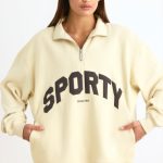 Quarter-Zip Sweatshirt in Bone - Image 6