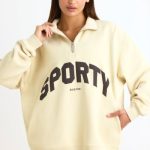 Quarter-Zip Sweatshirt in Bone - Image 7