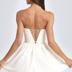 Bandeau Floral-Appliqu?? Corset Mini Dress in Ivory - Image 2