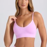 Super Sculpt Seamless Scoop-Back Sports Bra in Violet Pink - Image 4