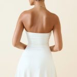 Bandeau Ruched A-Line Mini Dress in Vanilla - Image 2