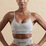 Curved Neckline Sports Bra in Silver