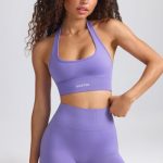 Define Luxe Halterneck Sports Bra in Purple - Image 5