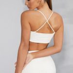 Embellished Cross Back Crop Top in Ivory - Image 2