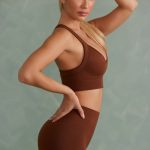 Super Sculpt Cross Back Sports Bra in Copper Brown - Image 3