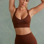 Super Sculpt Cross Back Sports Bra in Copper Brown - Image 5
