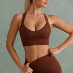 Super Sculpt Cross Back Sports Bra in Copper Brown - Image 6