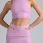 Metallic Ruched High-Neck Top in Violet Pink - Image 5