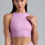 Metallic Ruched High-Neck Top in Violet Pink - Image 6
