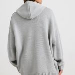Oversized Chunky Knit Hoodie in Heather Grey - Image 2