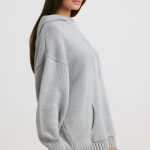 Oversized Chunky Knit Hoodie in Heather Grey - Image 3