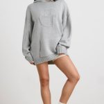 Oversized Chunky Knit Hoodie in Heather Grey - Image 7