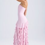 Ruffle-Trim Strapless Gown in Light Pink - Image 3