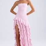 Ruffle-Trim Strapless Gown in Light Pink - Image 4