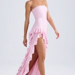 Ruffle-Trim Strapless Gown in Light Pink - Image 5