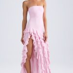 Ruffle-Trim Strapless Gown in Light Pink - Image 6