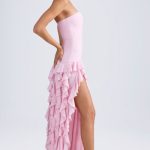 Ruffle-Trim Strapless Gown in Light Pink - Image 7