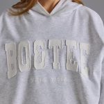Appliqu?? Oversized Hoodie in Grey Marl - Image 4