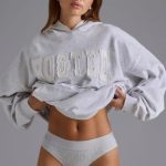 Appliqu?? Oversized Hoodie in Grey Marl - Image 8