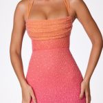 Embellished Maxi Dress in Red and Orange Ombr?? - Image 4