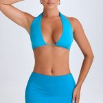 Mid-Rise Micro Mini Skirt in Aqua Blue - Image 4