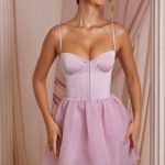 Tulle Skirt Corset Mini Dress in Dusty Pink - Image 6