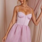 Tulle Skirt Corset Mini Dress in Dusty Pink - Image 9