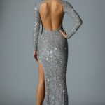 Embellished Open-Back Gown in Silver - Image 2