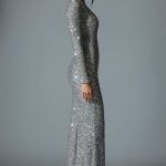 Embellished Open-Back Gown in Silver - Image 3