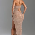 Embellished Cut-Out Bandeau Maxi Dress in Honey - Image 3
