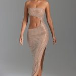 Embellished Cut-Out Bandeau Maxi Dress in Honey - Image 7