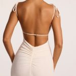 Textured Jersey Open Back Maxi Dress in Ivory - Image 2