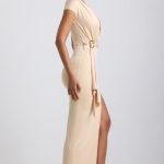 Slinky Jersey Plunge Hardware Detail Maxi Dress in Buttercream - Image 7