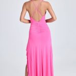 Ruched Ruffle-Trim Maxi Dress in Lollipop Pink - Image 2