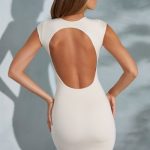 Open Back Cut Out Bodycon Mini Dress in Ivory - Image 2