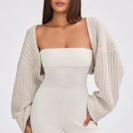 Oversized Chunky Knit Shrug in Cream - Image 7