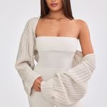 Oversized Chunky Knit Shrug in Cream - Image 8
