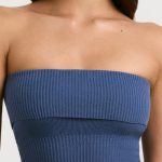 Chunky Knit Kick Flare Unitard in Washed Navy - Image 4