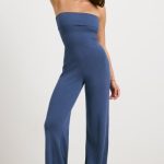Chunky Knit Kick Flare Unitard in Washed Navy - Image 5