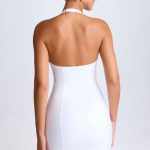 Halterneck Mini Dress in White - Image 4