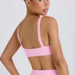 Soft Active Contrast-Trim Sports Bra in Bubblegum Pink - Image 2