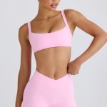 Soft Active Contrast-Trim Sports Bra in Bubblegum Pink - Image 6