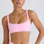 Soft Active Contrast-Trim Sports Bra in Bubblegum Pink - Image 7