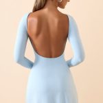 Modal Ruched Open-Back Mini Dress in Ice Blue - Image 2