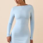 Modal Ruched Open-Back Mini Dress in Ice Blue - Image 7