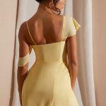 Asymmetric Draped Mini Dress in Yellow - Image 2
